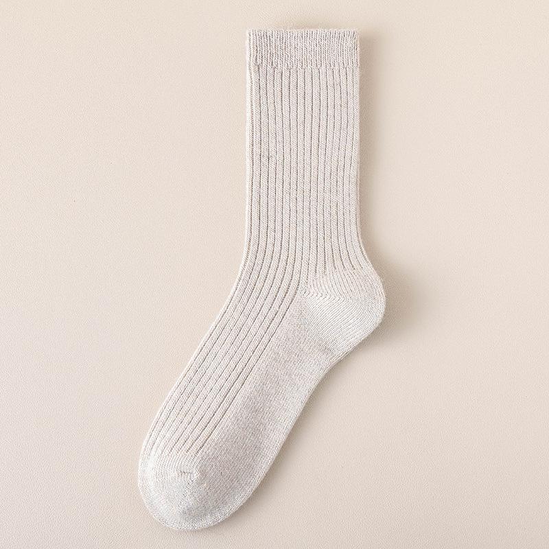 Melaude Women's Wool Knee-High Socks - Spring & Autumn Style, Thickened Double-Needle, Plus Velvet, Warm Postpartum Socks