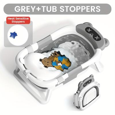 Collapsible Baby Bathtub - Portable Baby Bathtub for Travel, Non-Slip & Durable, Floating Cushion, Perfect Baby Item for Newborn To Toddler
