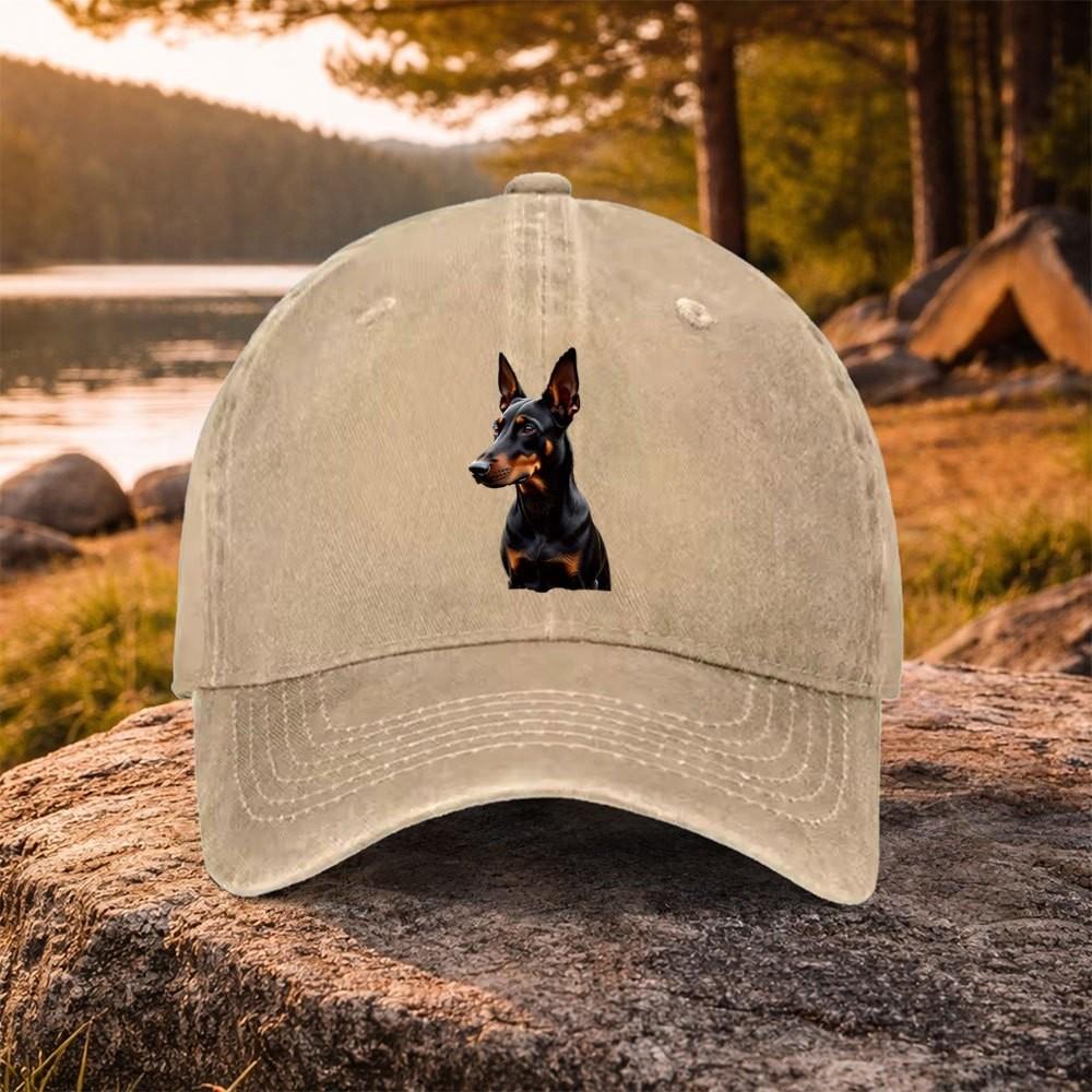 Miniaturpinscher Porträt Gewaschene Baseballkappe Baumwolle Verstellbar Outdoor Unisex Hut