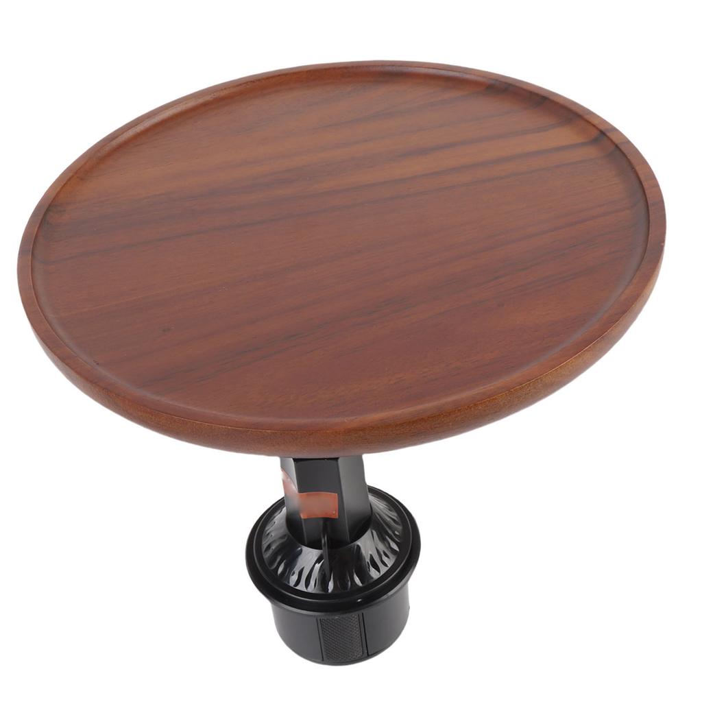 360 degrees Rotating Car Cup Holder Tray with Silicone Pad Wooden Cup Holder Food Table for Most Cup Holders Front