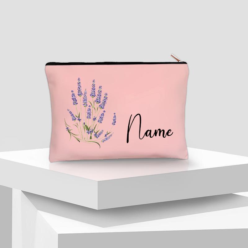 Flower Personalized Name Lipstick Bag Travel Make Up Pouch Kawaii Coin Purse Aesthetics Cosmetic Organizer Gift for Your Lover