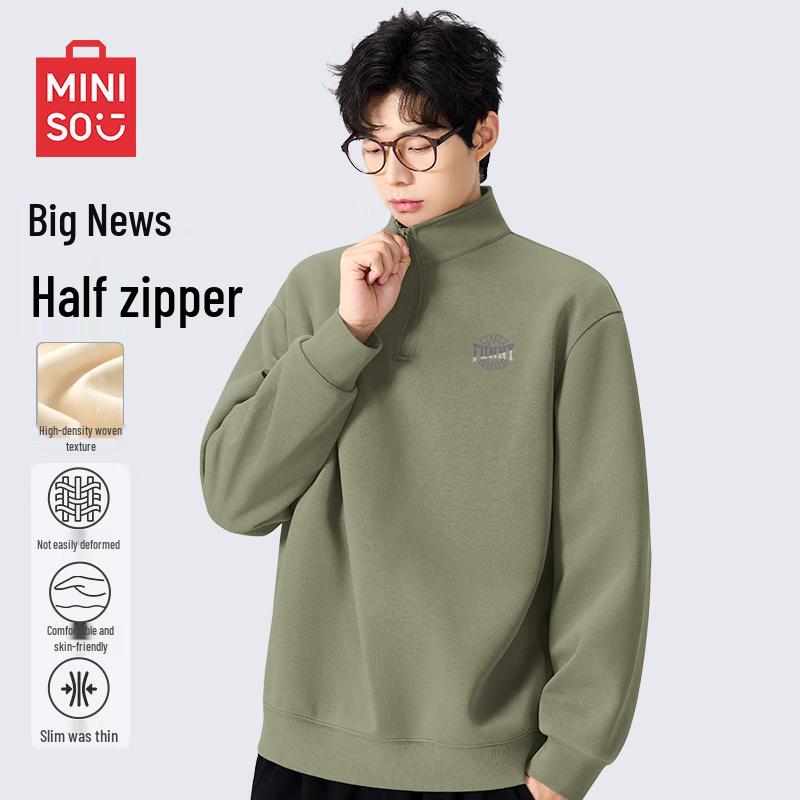 

MINISO Men s Half-Zip Stand-Collar Sweatshirt L