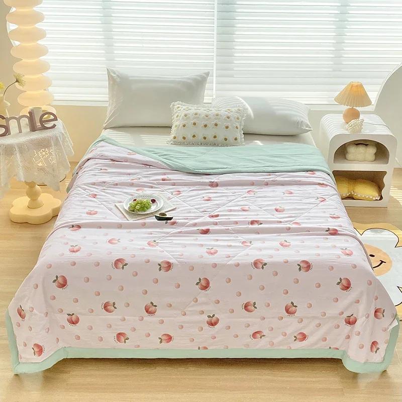 Cute Zoo Animals Print Quilt Bedspreads Children Adults Thin Comforter Summer Quilt Single Double Bed Air-Condition Bed Blanket