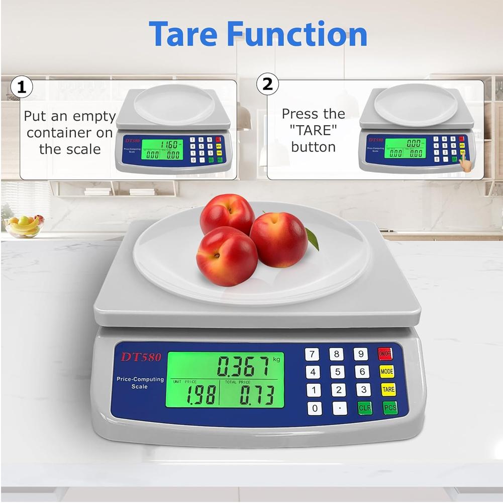 40kg/1g Price Computing Scale LCD Display Coins Counting Scale Multi-Function Stainless Steel Counting Scale for Baking Cooking