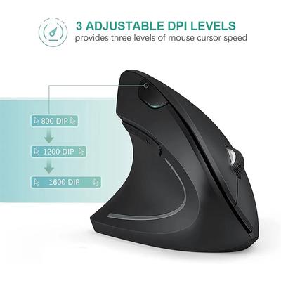 Dikey Fare Ergonomik 2.4 GHz Kablosuz Optik Fareler 3 Ayarlanabilir DPI 800/1200/1600 Dizüstü PC Bilgisayar Masaüstü için 6 Düğmeler