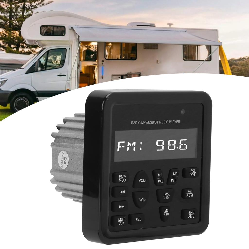 Bluetooth MP3 Player USB Radio Sound System IP66 Waterproof for Marine Boat Car RV Bathroom