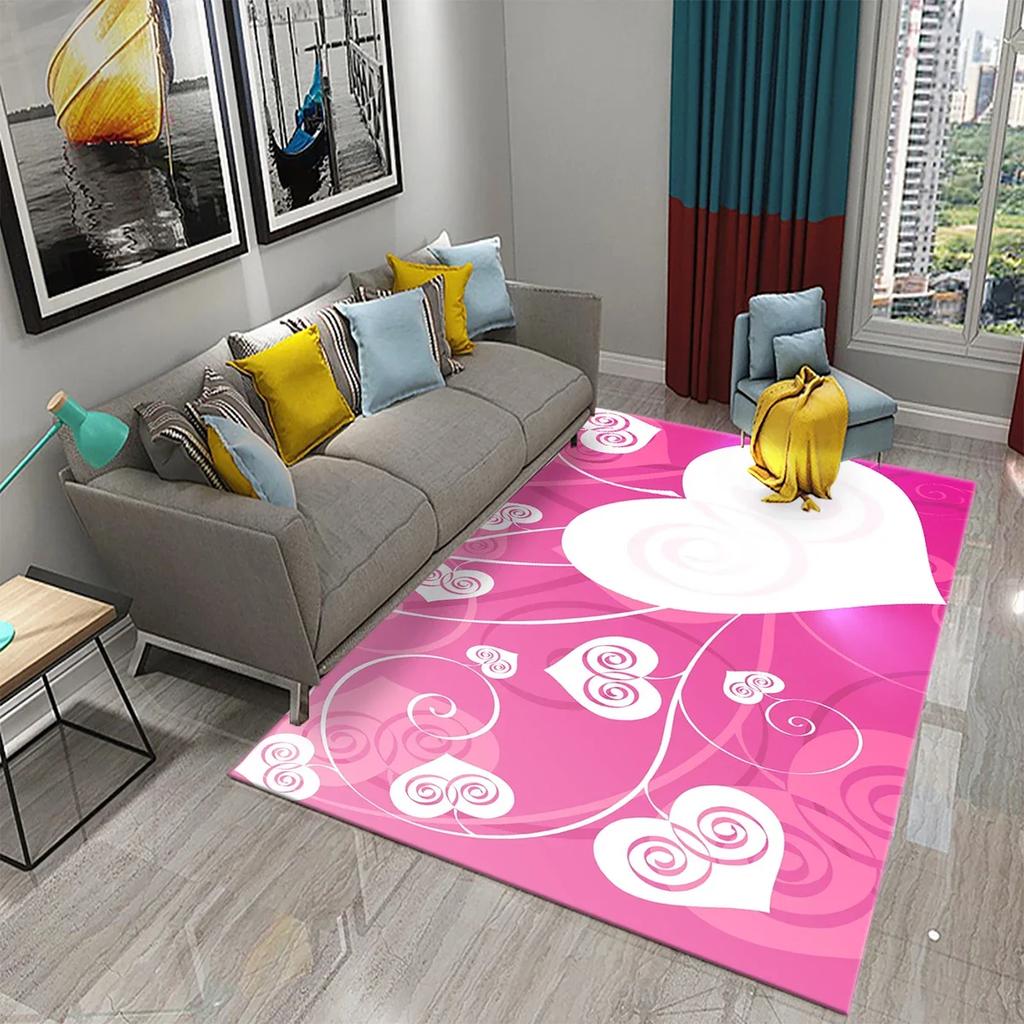 3D Colorful Heart Love Pattern Carpet Bathroom Anti Slip Floor Mat Carpet Rug Living Room Bedroom Entrance Doormat Decor Rugs