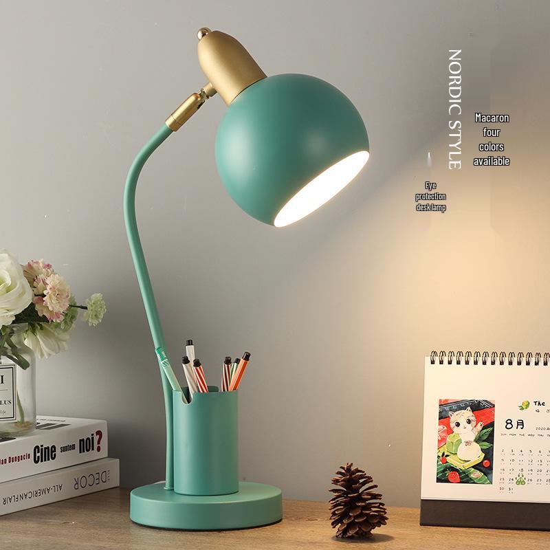 Nordic Creative Pen Holder Desk Lamp for Eye Protection and Bedroom/Study Use.