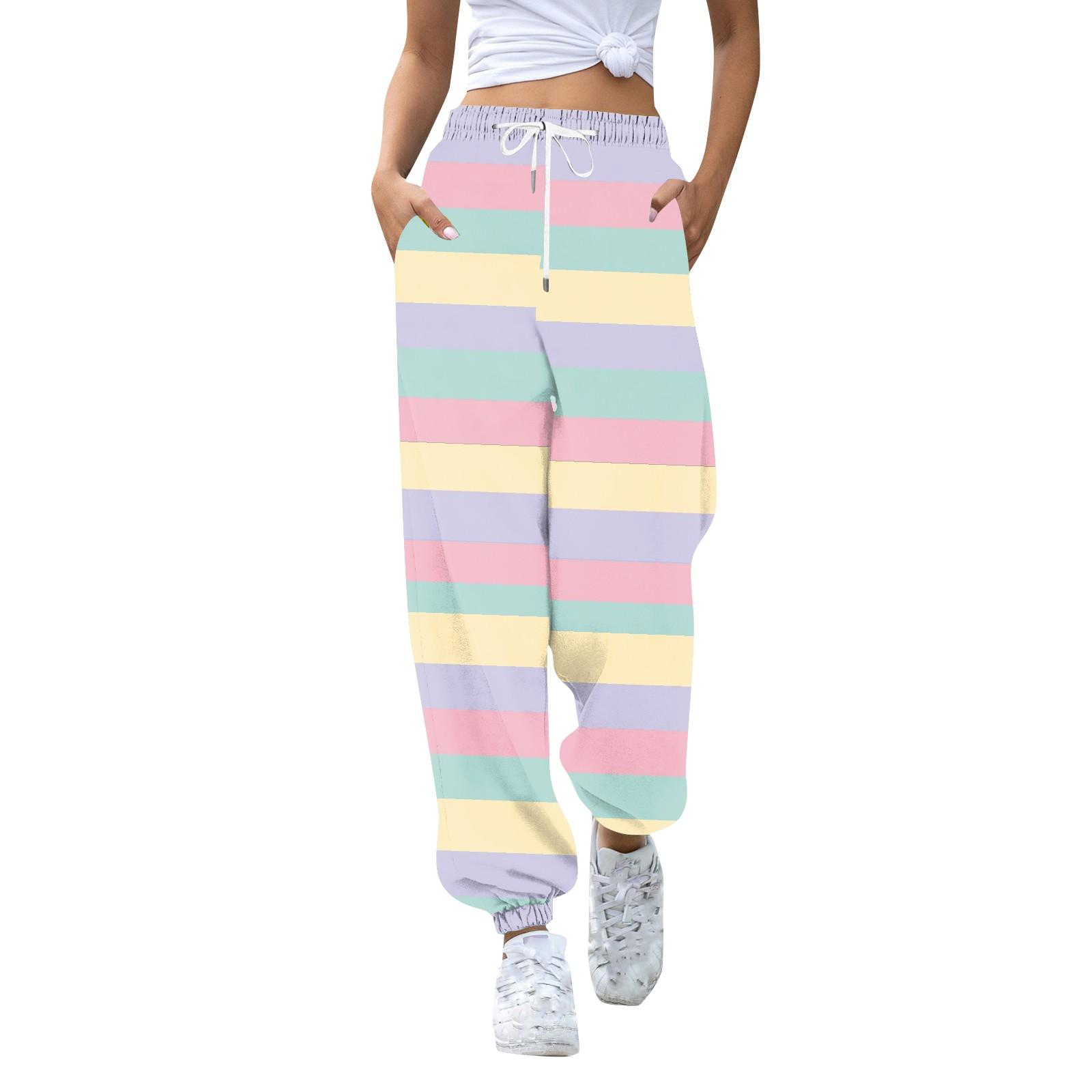 

Женские спортивные штаны, мешковатые спортивные штаны с высокой талией больших размеров с карманами, брюки для женщин, пасхальные брюки S киноварь