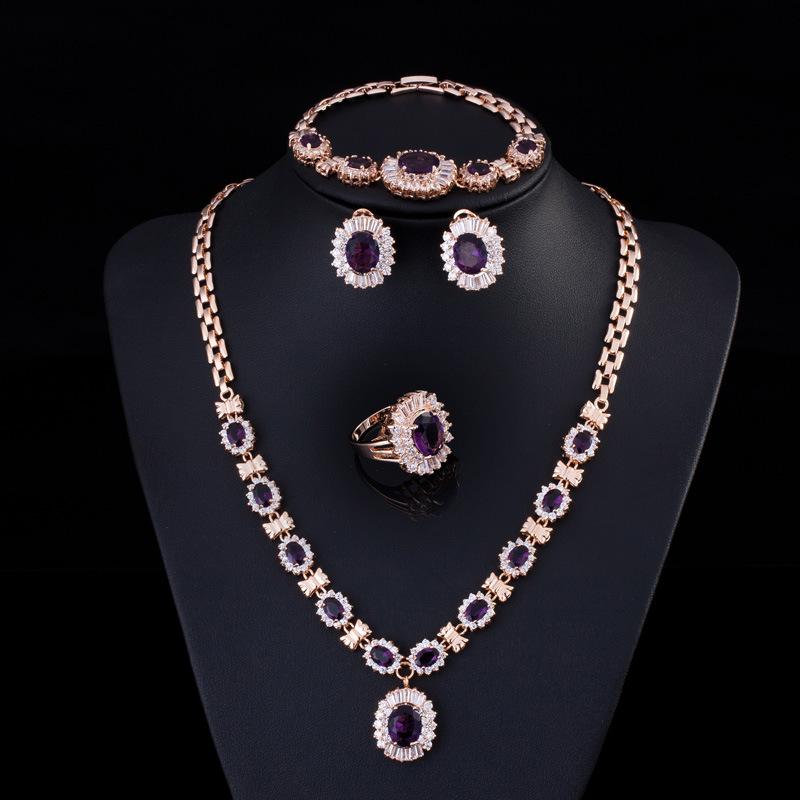 

High-End Retro Zircon Necklace Set Chain Women S Jewelry Bridal Set