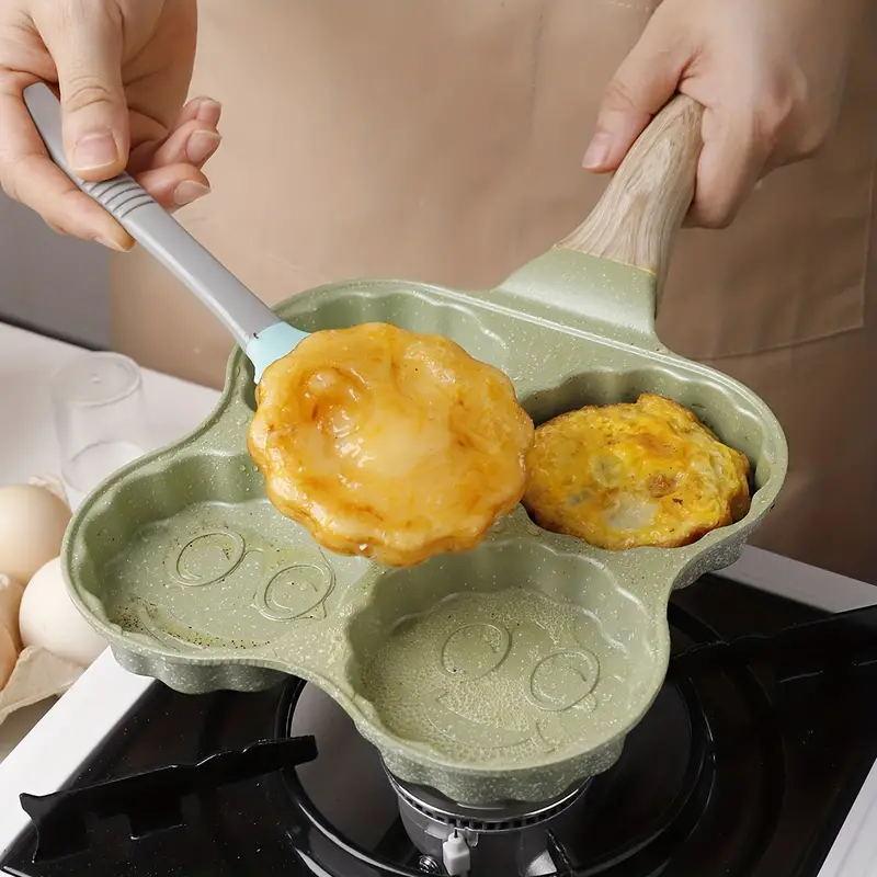 Home Frying Pan, Flat Bottomed Non Stick Pan, Wood Grain Handle, Breakfast Pan, Flat Bottomed Pan