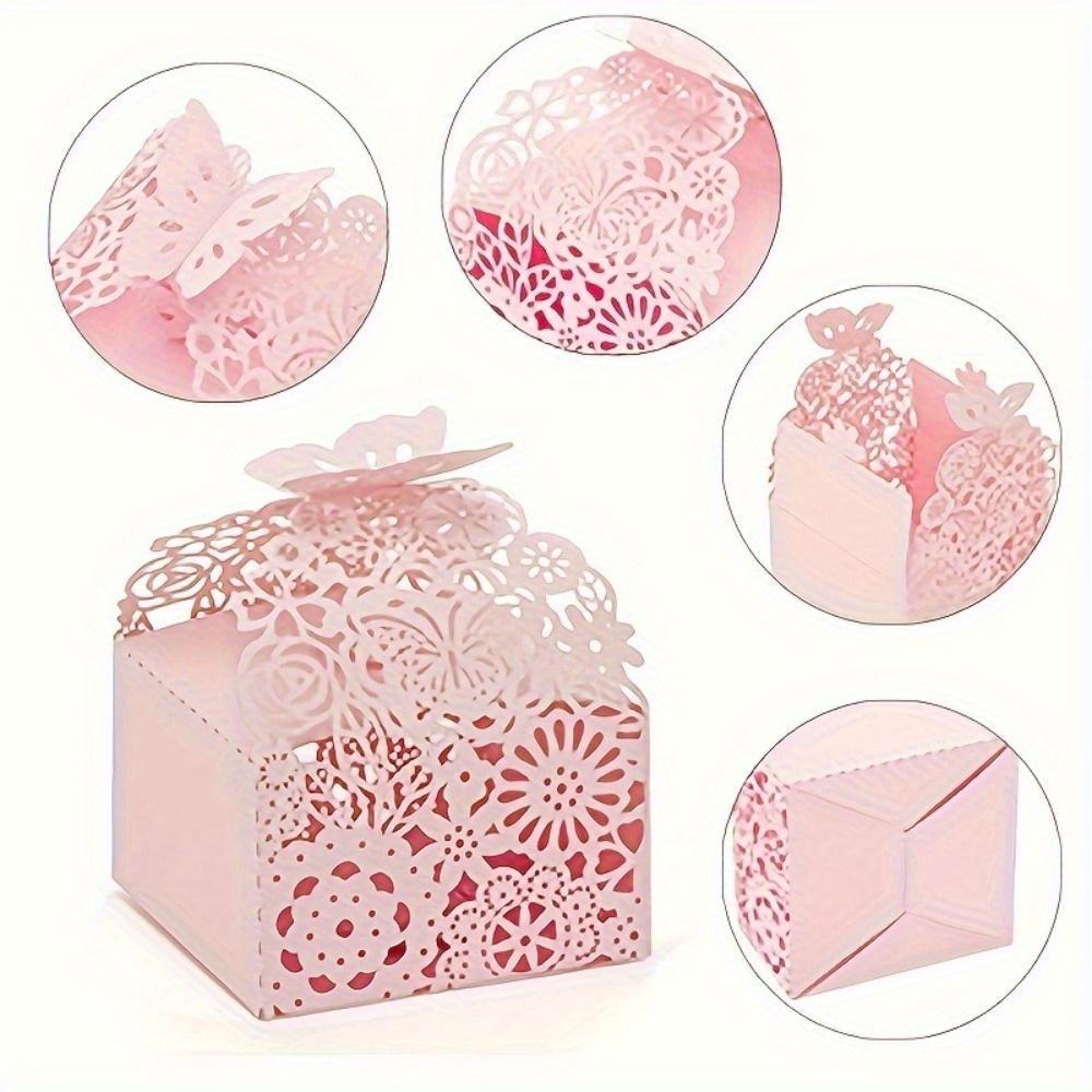 50pcs Laser Cut Favor Boxes Floral Favor Boxes Party Favor Boxes for Bridal Anniverary Wedding Party Favor Pink Small Business Supplies Packaging Box