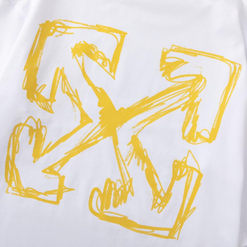 9065 Bianco Sporco 2026 Primavera/Estate Nuova Grafica Lettere Freccia Fantasia Girocollo con Cappuccio Manica Corta T-shirt da Uomo e Donna