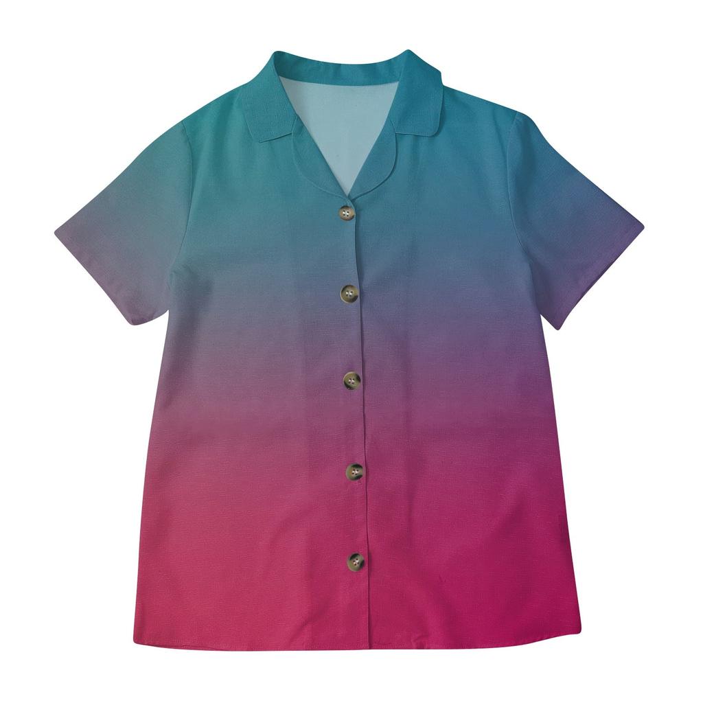 Women's Fashionable Casual Short-sleeved Retro Button Cardigan Top