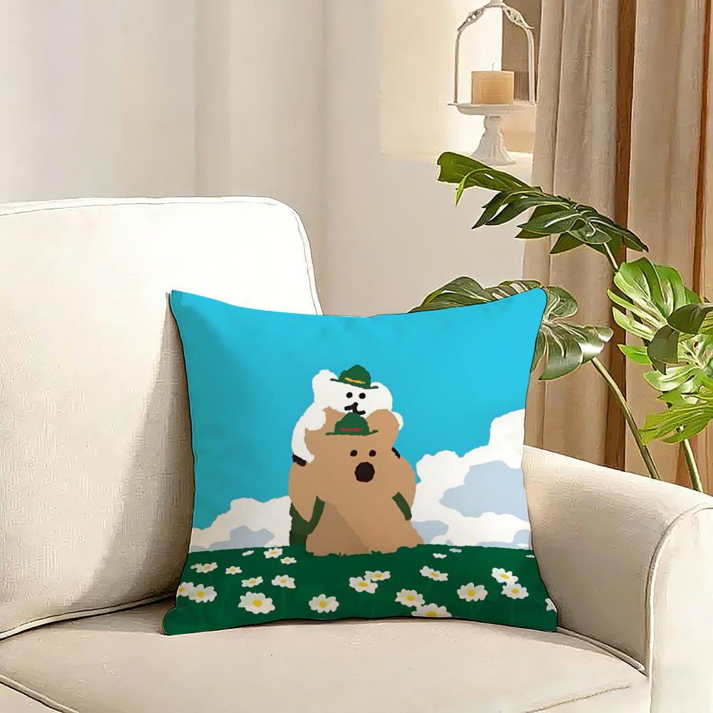 Korean stationery DDinotaeng Cushion Cover Reversible Plush Pillow Cover Soft Fluffy Home Decor for Sofa Bedroom