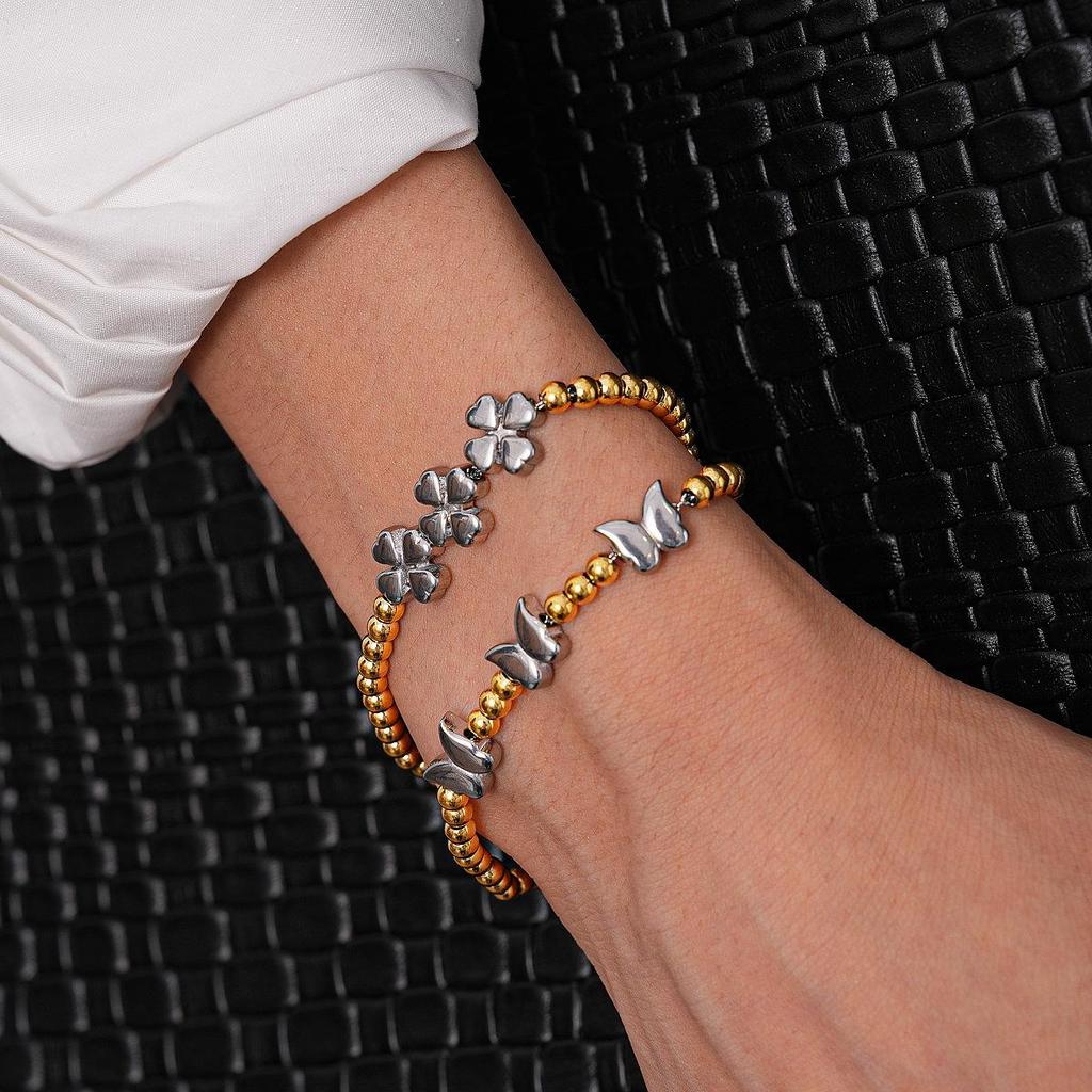 Titanium Steel Star Bead Bracelet - Elegant Design with a High-End Luxury Feel for Women