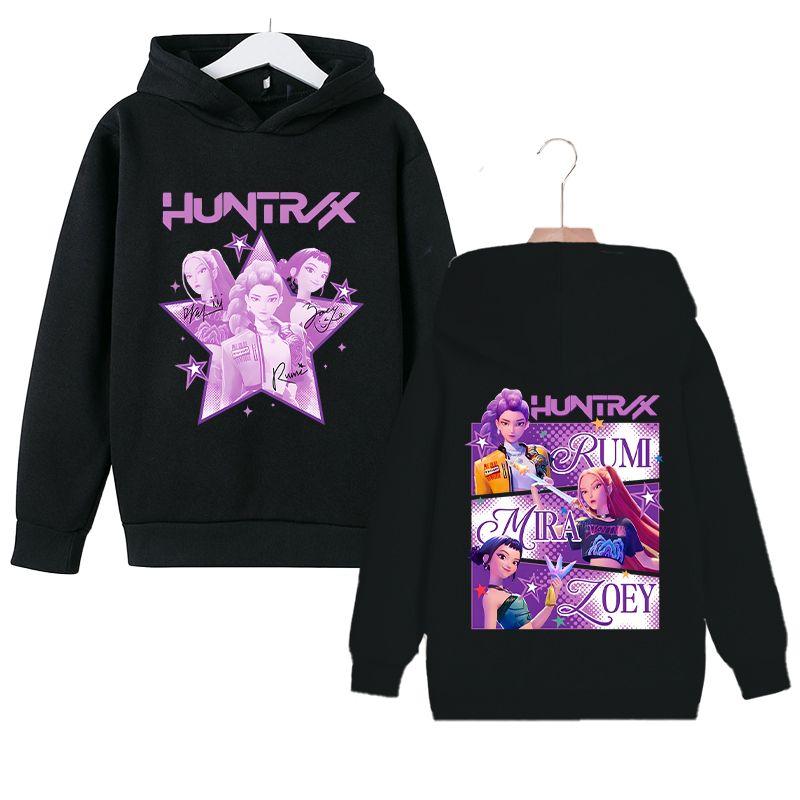 KPop Witch Hunter's Stylish Loose Hoodies for Boys and Girls, Autumn and Winter Children's Fleece Hoodies