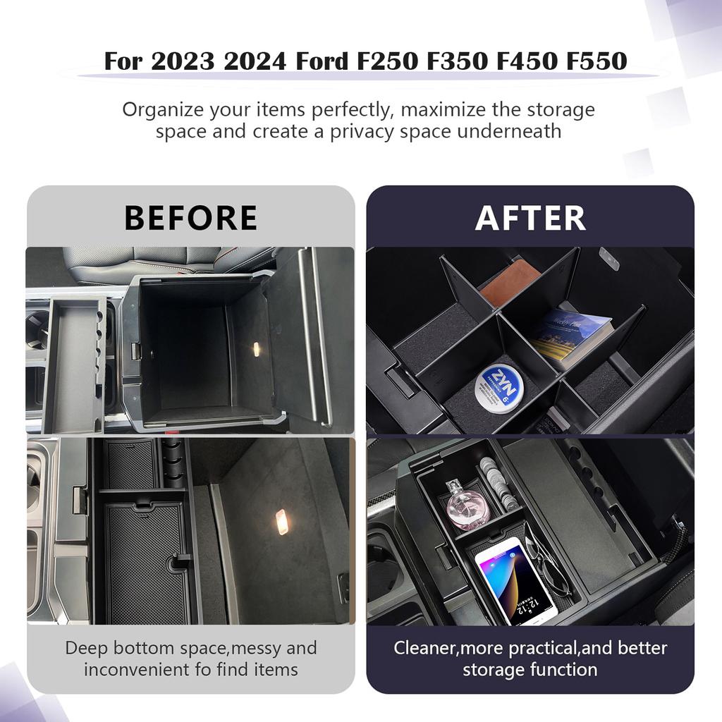 Für 2025 2025 2025 Ford F250 F350 F450 F550 Mittelkonsolen-Organizer Armlehnen-Ablagefächer Fach Sekundärbox Autozubehör