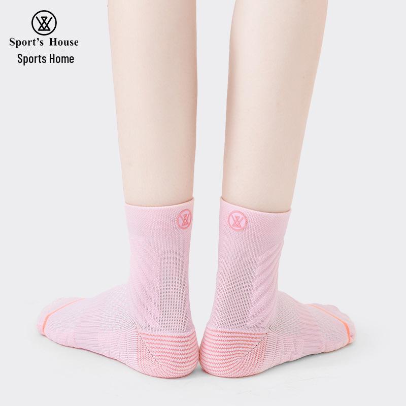Sport's House Women's Mid-Tube Fitness Socks - Towel Bottom, Moisture-Wicking, Antibacterial, Deodorant, Breathable Sports Socks