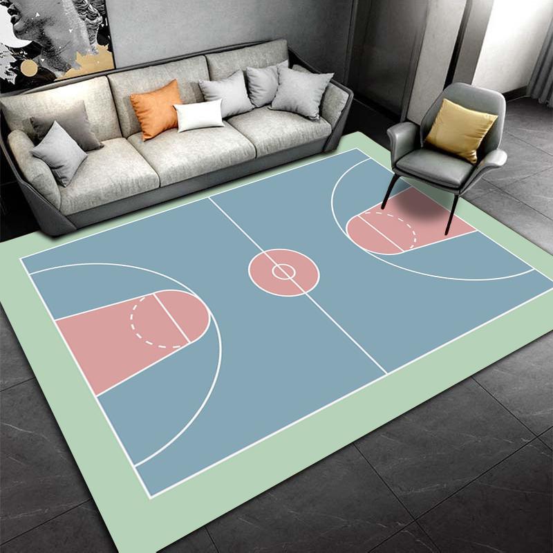 Basketball Court Pattern Area Rug for Home Decor, Sports Style Carpet Suitable for use as an anti-slip for living room bedroom sofas
