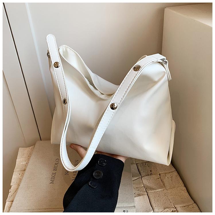 Women's Gentle Texture Solid Color Shoulder Bag Women's 2024 Spring New Versatile Ins Underarm Bag Tote Bag Women