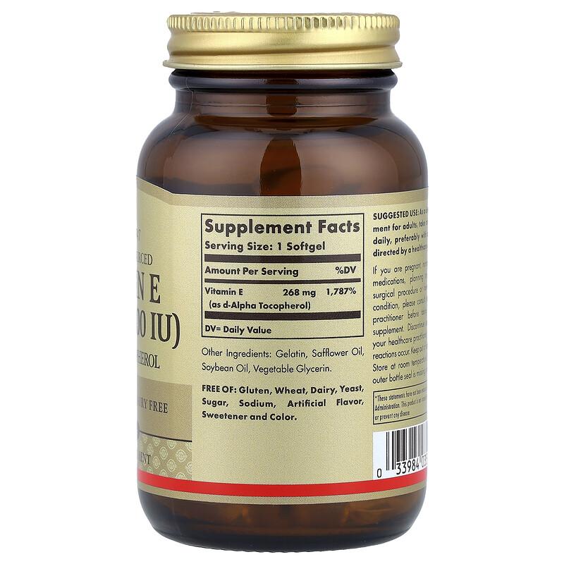 Vitamin E, 268 mg (400 IU), 100 Softgels