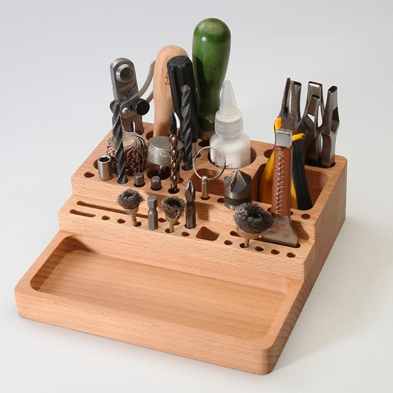 Sturdy Beechwood Tool Holders Multiple Compartment Designs for Home Studios or Professional Workspaces