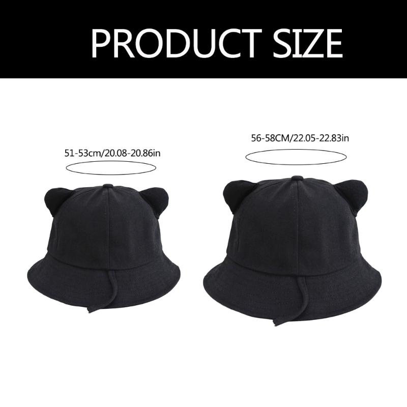 Cappello a secchiello in cotone con orecchie da gatto per adulti, cappello da pescatore per sport all'aperto, per guidare, andare in bicicletta, pescare, vacanze casual, cappello parasole