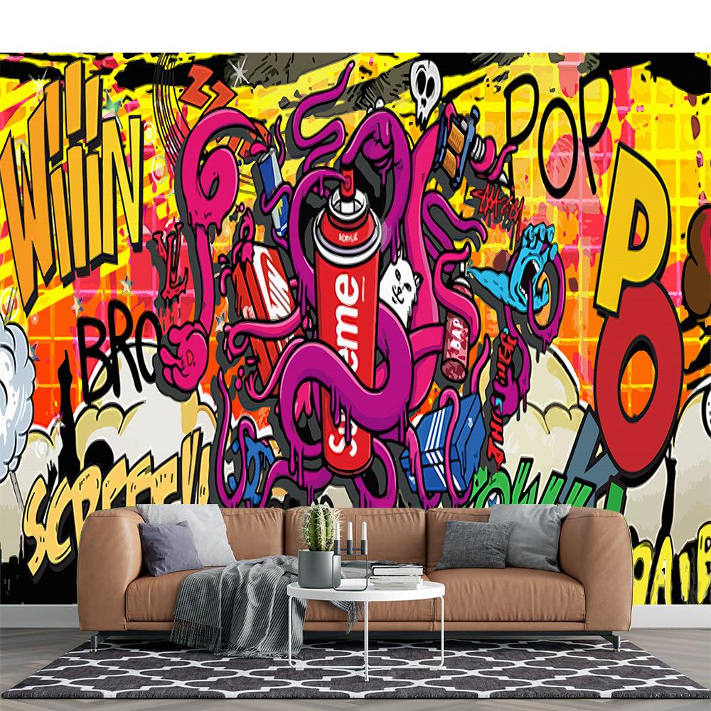 3d Large Cartoon Graffiti Mural Creative Graffiti Wall Mural Bedroom Living Room Wall Paper Home Decor