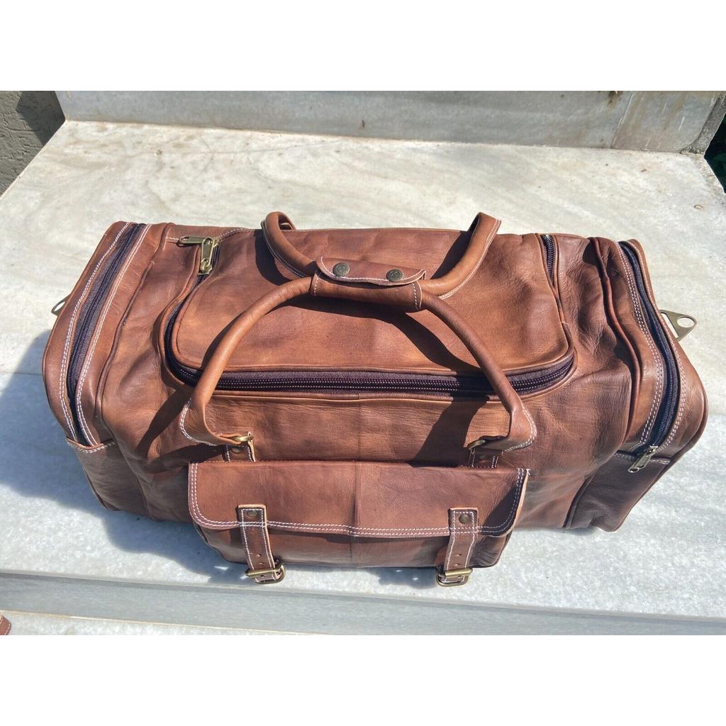 Leather Bag Travel Goat Gym Duffle Luggage Genuine Brown Vintage New Men's Men