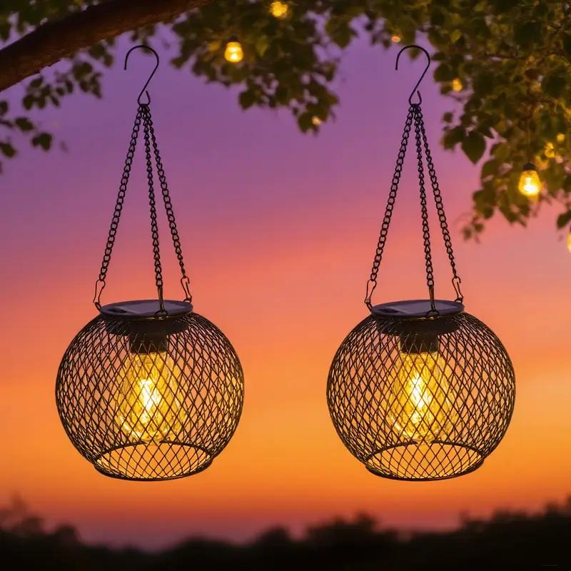 1/2PCS Solar Lantern Upgraded Hanging LED Solar Lights Outdoor Garden Decorative Lighting Solar Tree Lights for Garden Yard Path