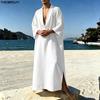 Men's Cowl Neck Batwing Sleeve Semi-Sheer Loose Fit Long Kaftan Robe Beach Loungewea