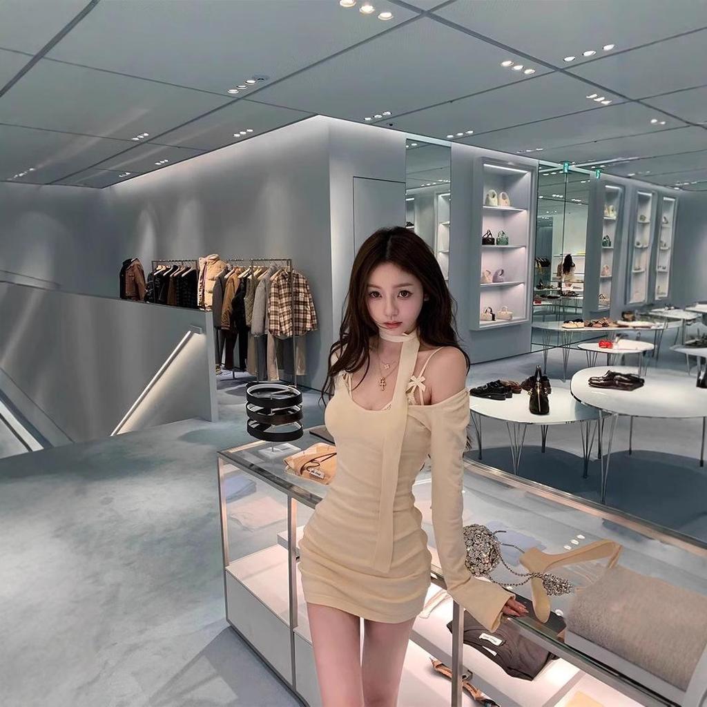 2024 Women's Autumn Slim-Fit Knitted Dress – Sexy Hip-Hugging Short Skirt