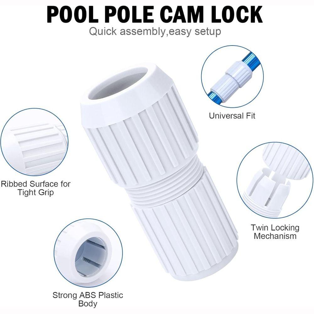 White Pool Pole Replacement Cam Lock Pool Rod Accessories Connector Joint Pool Pole Connector