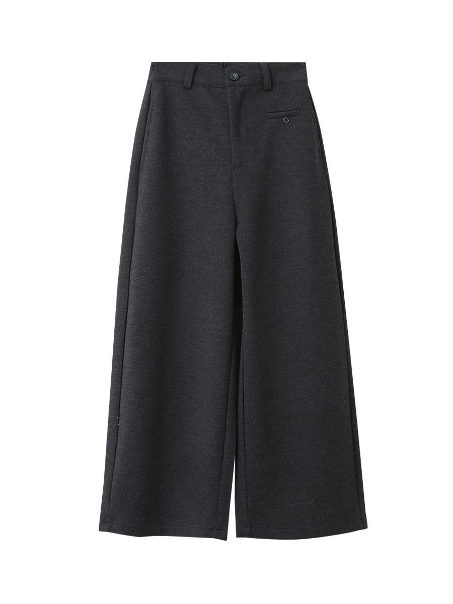 Women s High-Waist Wide-Leg Velvet Wool Pants in Advanced Gray (11103) Small