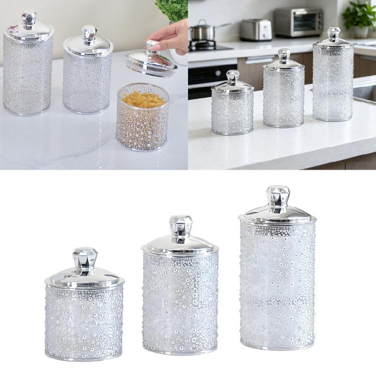 Trendy Gold Trimmed Storage Canisters Set Food Storage Container with Cover Household Jars for Kitchen Organization
