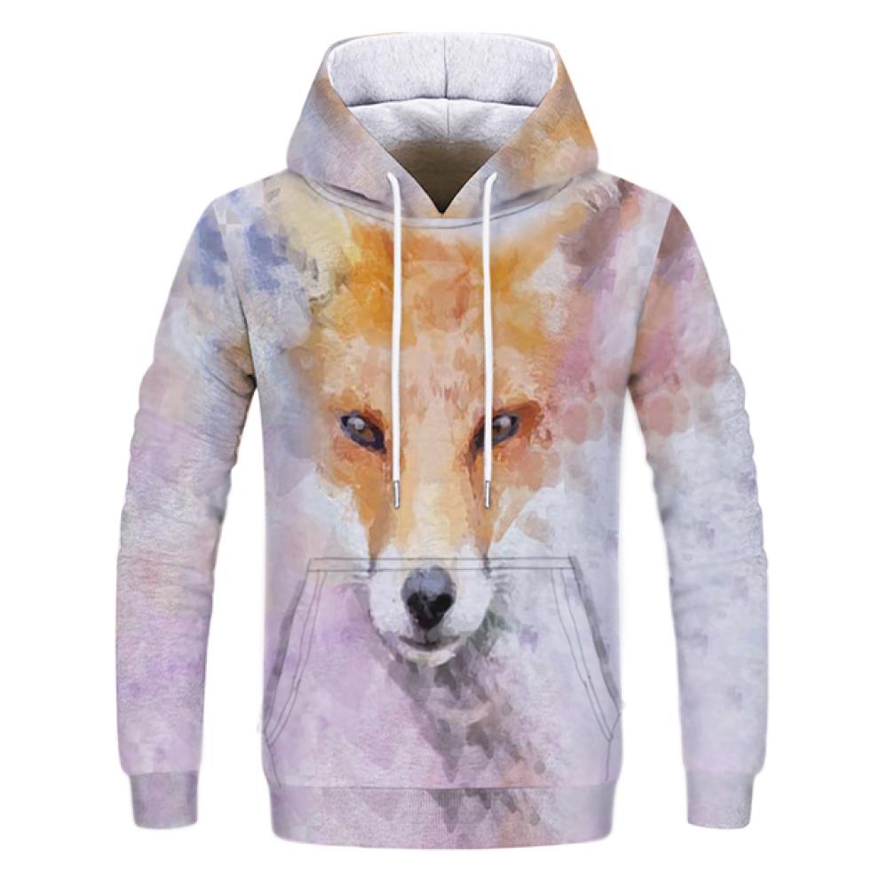 Spring Autumn Men's Junior Wolf Hoodie Fashion 3D Wolf Printing Loose Streetwear Funny Animal Street Hip Hop Casual Sweatshirt