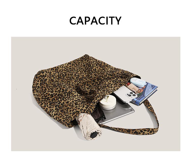 Leopard Print Canvas Shoulder Bag for Women - 2025 Trendy Large Capacity Tote