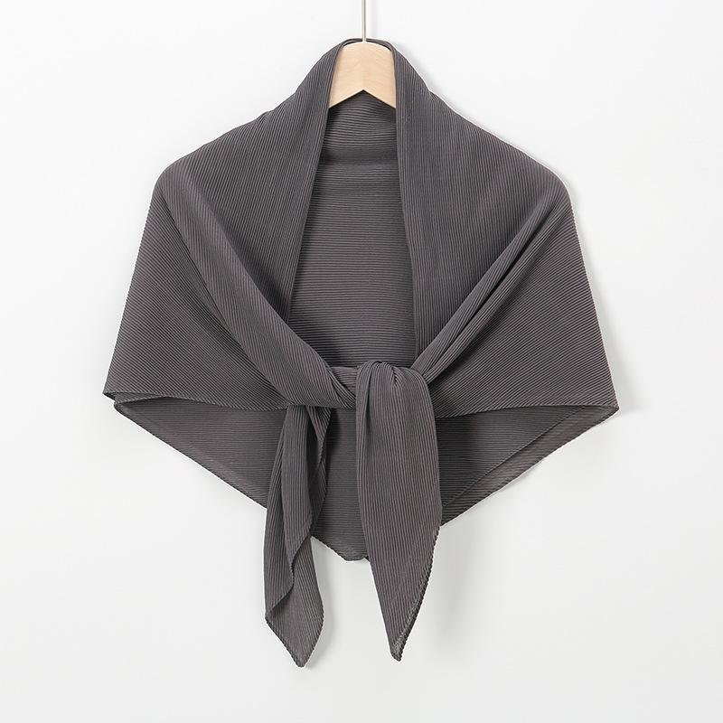 New hot-selling chiffon crumpled square scarf, solid color fashionable pleated shawl bag head multi-purpose yarn scarf