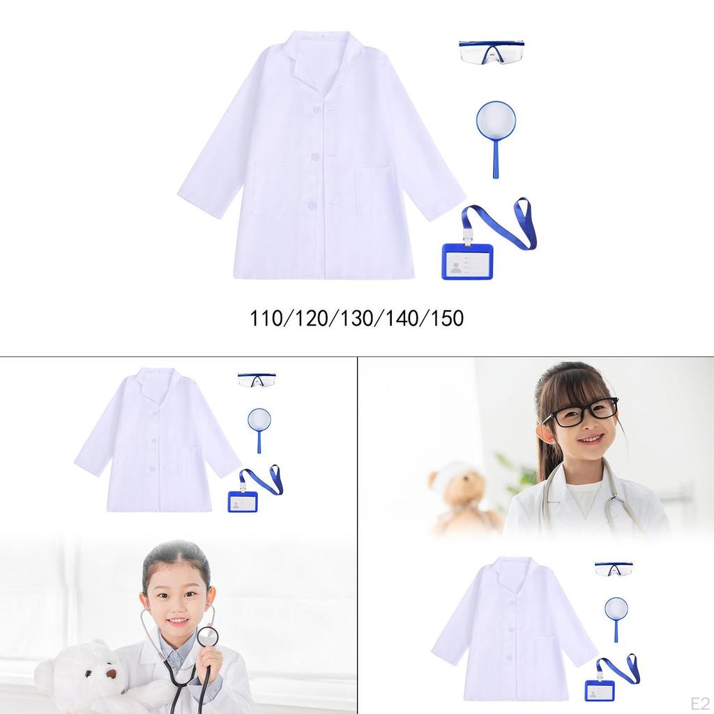 Children's Lab Coat for Role Play, Doctor Costume Kids, Long Sleeve Outfit Dress Up