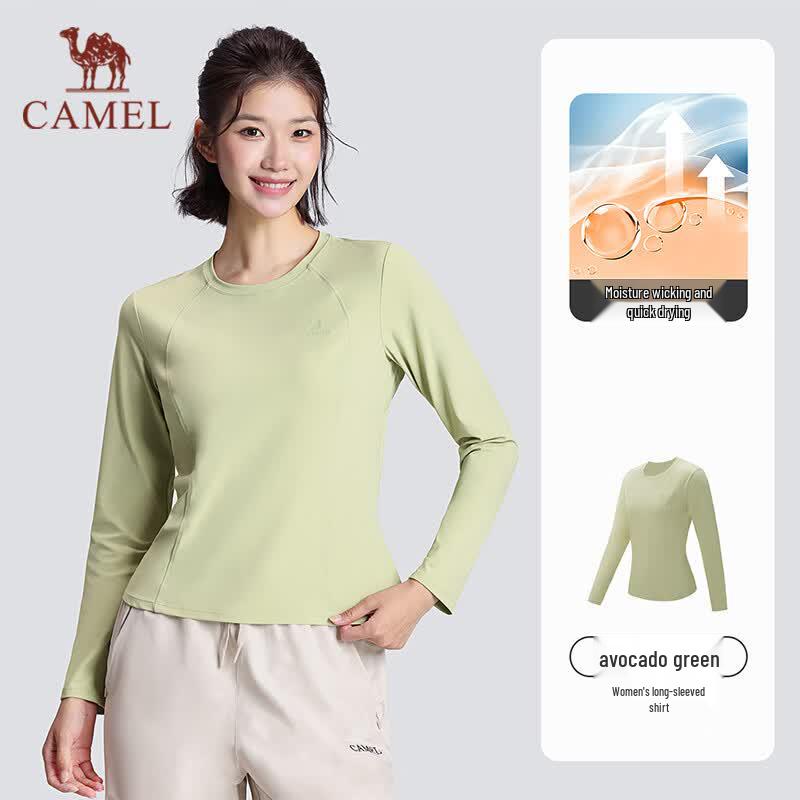 Camel Women's Quick-Dry Long-Sleeve Yoga T-Shirt