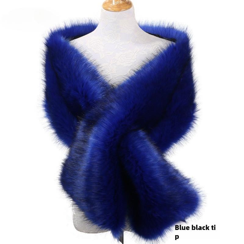 Autunno Inverno di Alta Qualità Lungo Nuovo Pelliccia Sintetica Capelli di Volpe Abito da Sposa da Sera Ispessito Scialle Grande Mantella sciarpa Sciarpa da Donna