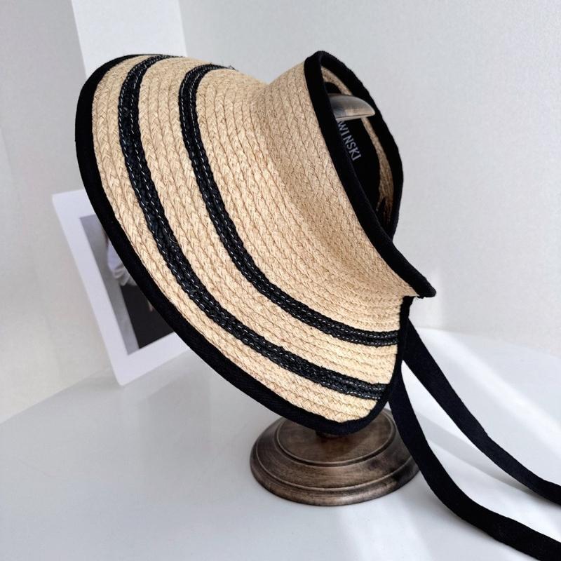 Summer Empty Top Straw Hat For Women Foldable Wide Large Brim Bowknot Sun Hat Travel Beach UV Protection Caps