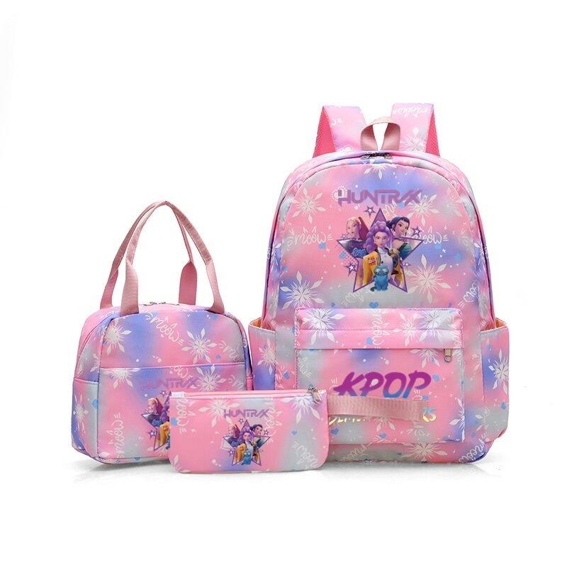 Witch Hunters Backpack Three-Piece Large Capacity Backpack Kpop Demon Hunter Peripheral Bag School Bag