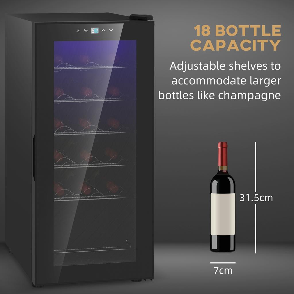 18-Bottle Narrow Wine Fridge, with Lights - Black