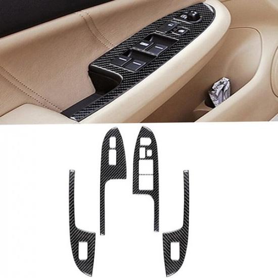 4Pcs Carbon Fiber Window Lift Switch Cover Trim Fits Honda Accord Sedan 2003-07