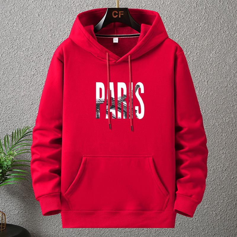 Big Size Hoodie Men Winter Fleece Sherpa Lined Warm Hooded Shirt Male Cotton Print Letter Paris Plus Fat Extra Large Clothes