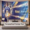 Custom Name Text Tapestry Kylian Mbappe Personalized Polyester Wall Tapestry For Bedroom And Room