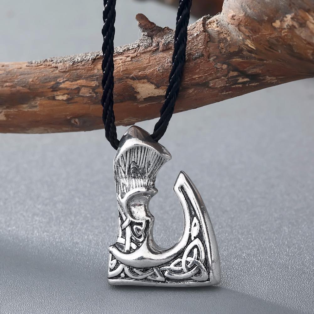 Kinitial Antique Bronze Color Slavic Perun Big Axe Pendant Necklace Jewelry Viking Slavic Necklaces Fit for Men's Jewelry