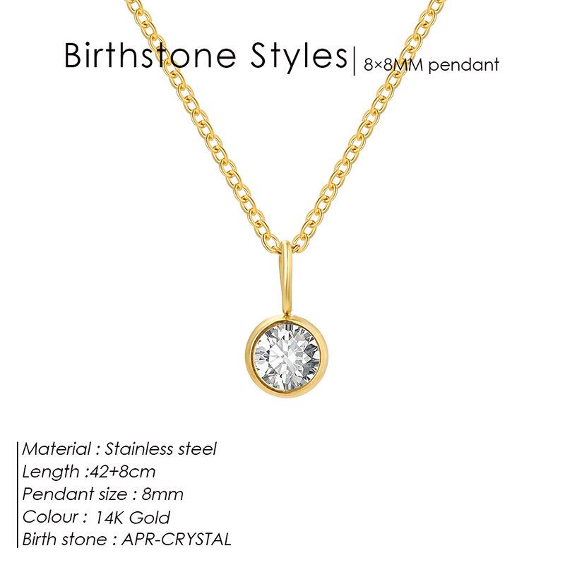 European & American Luxury Colorful Rhinestone Pendant Necklace - December Birthstone Stainless Steel Jewelry